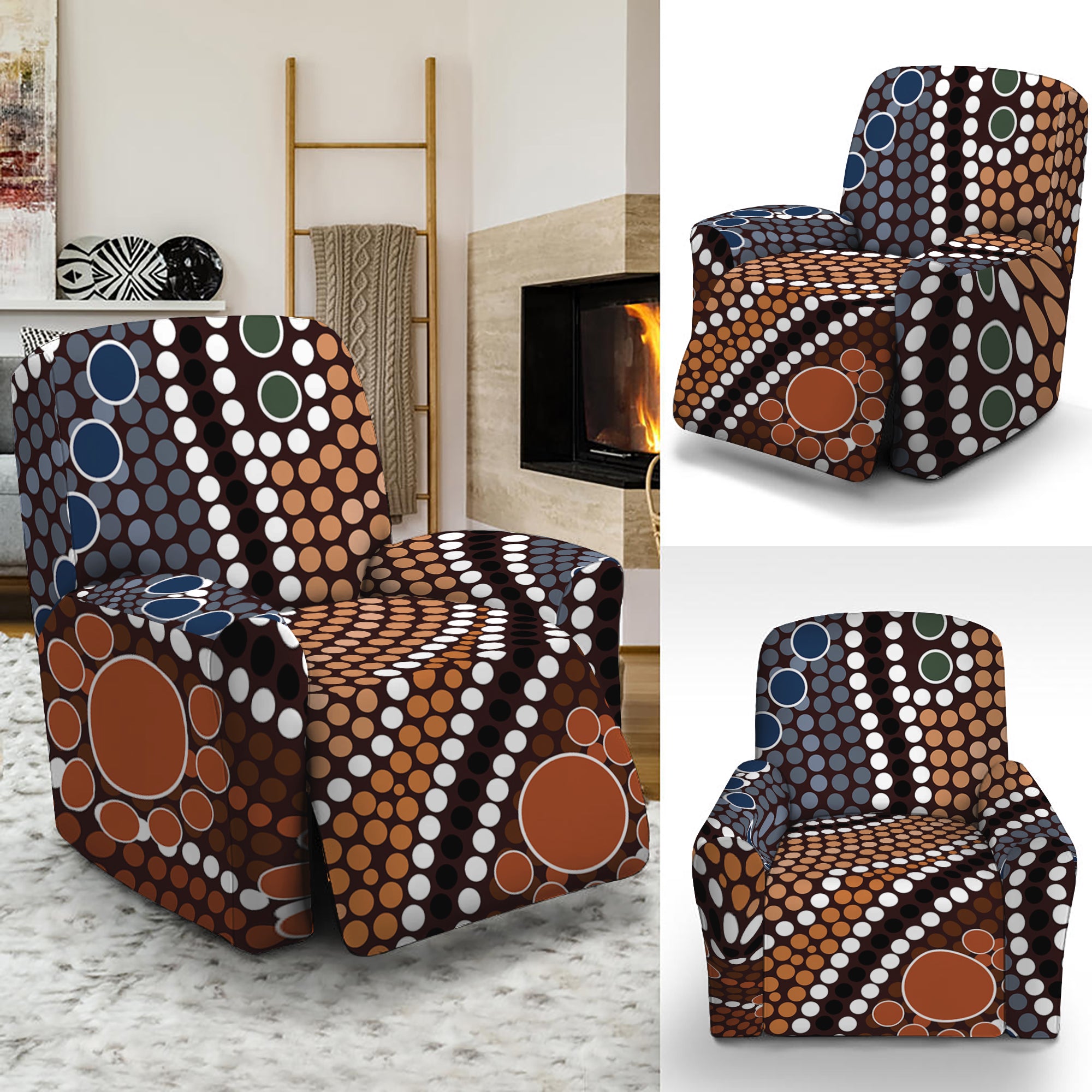 Australia River Aboriginal Dot Print Recliner Slipcover