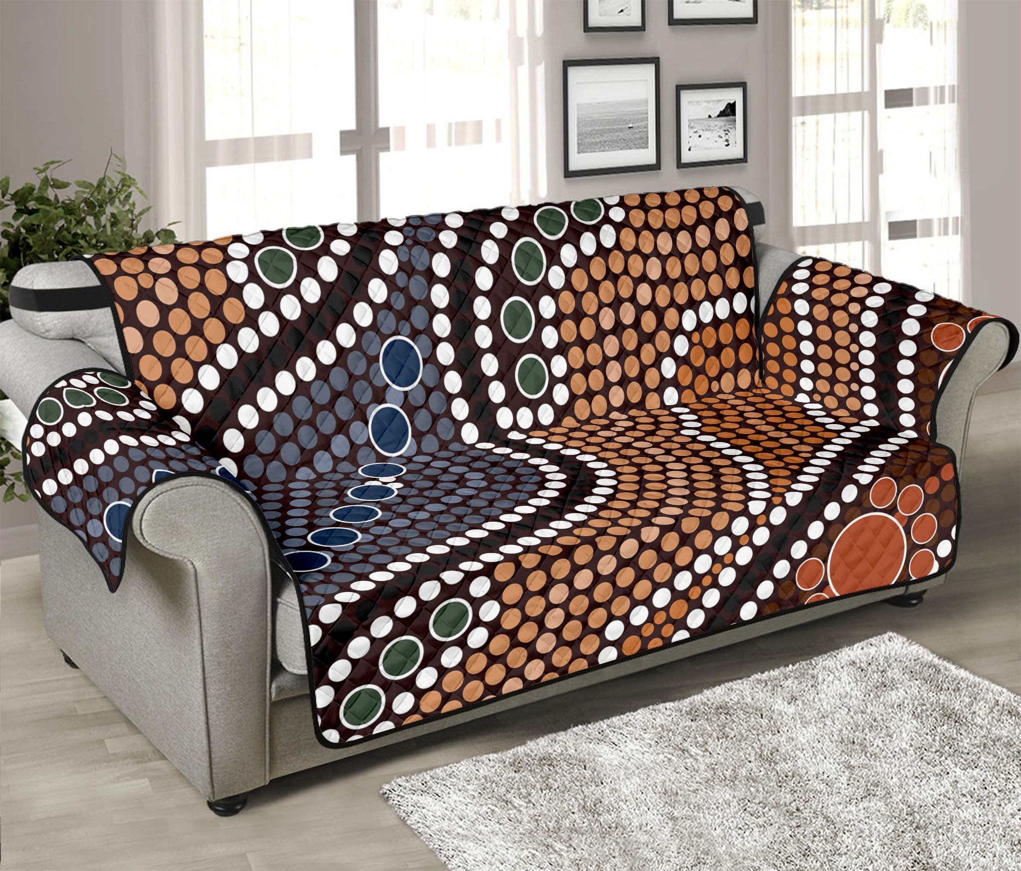 Australia River Aboriginal Dot Print Sofa Protector