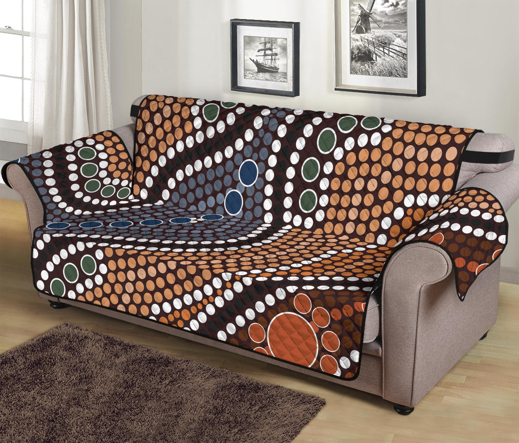 Australia River Aboriginal Dot Print Sofa Protector