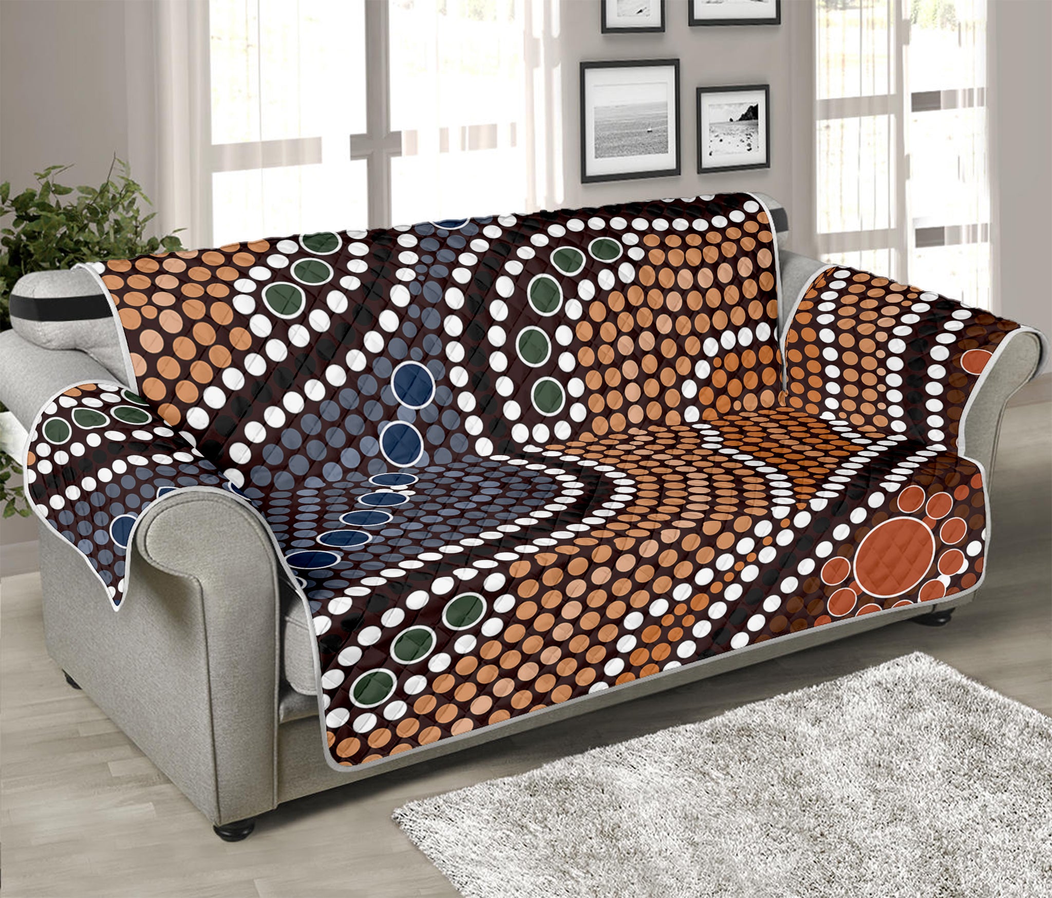 Australia River Aboriginal Dot Print Sofa Protector