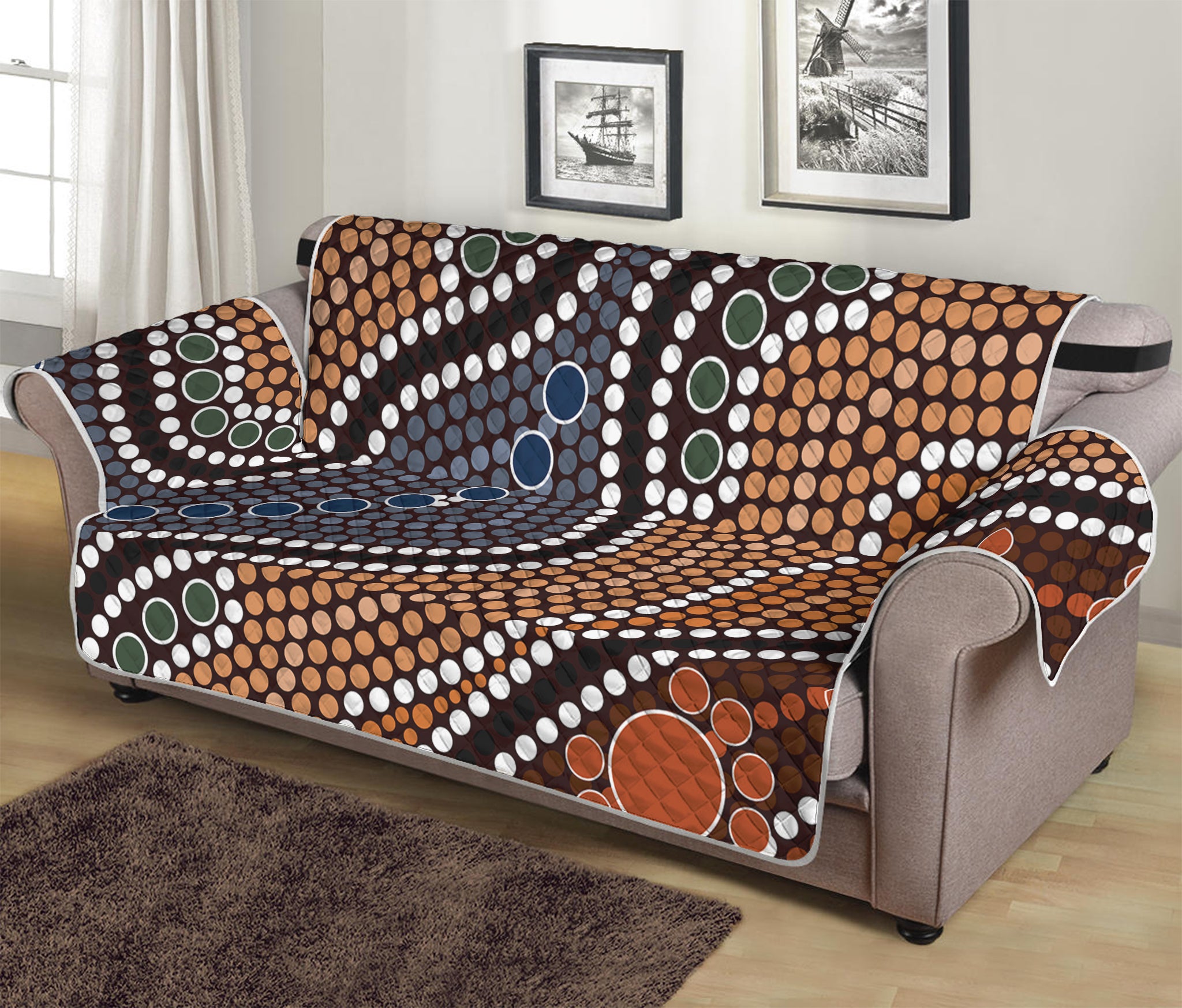 Australia River Aboriginal Dot Print Sofa Protector