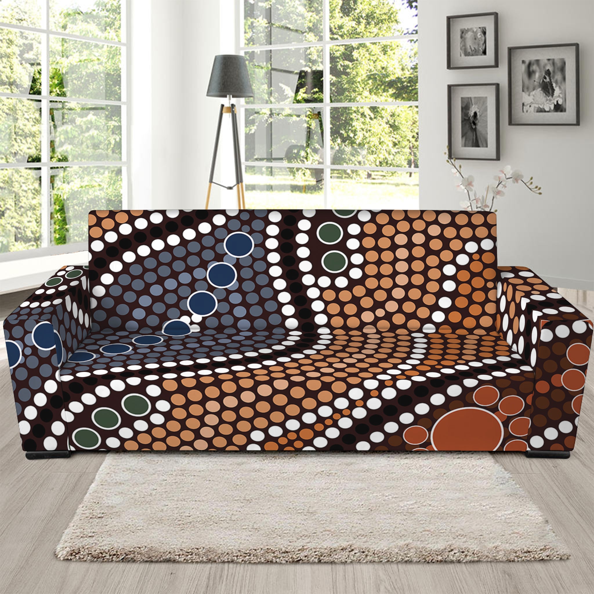 Australia River Aboriginal Dot Print Sofa Slipcover