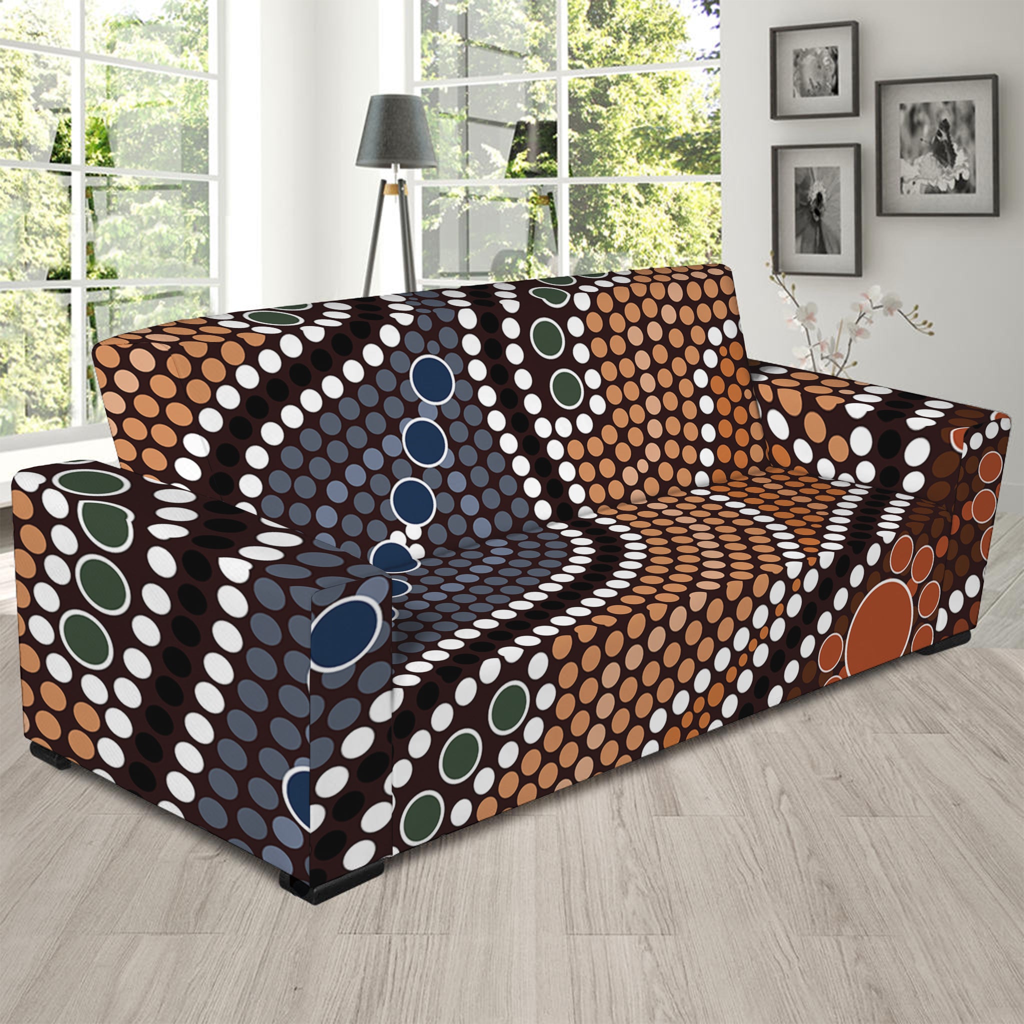 Australia River Aboriginal Dot Print Sofa Slipcover