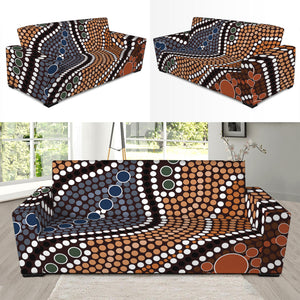 Australia River Aboriginal Dot Print Sofa Slipcover