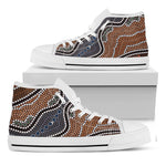 Australia River Aboriginal Dot Print White High Top Shoes