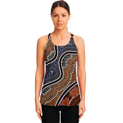 Australia River Aboriginal Dot Print Women's Racerback Tank Top