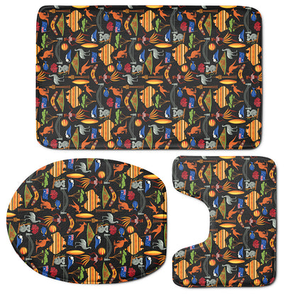 Australia Symbols Pattern Print 3 Piece Bath Mat Set