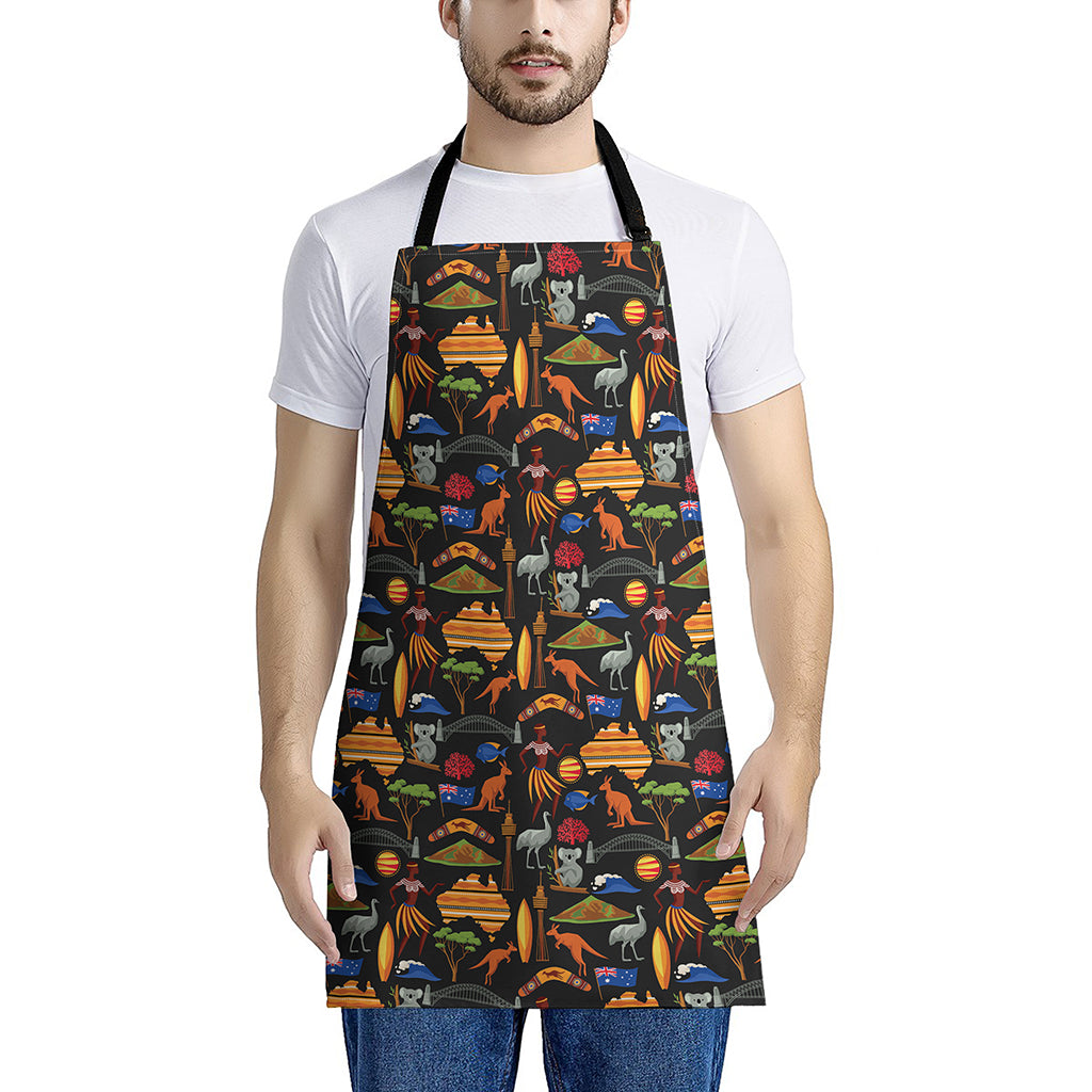 Australia Symbols Pattern Print Apron