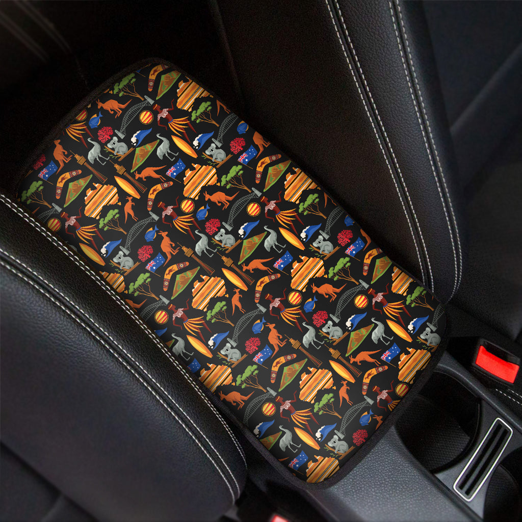 Australia Symbols Pattern Print Car Center Console Cover