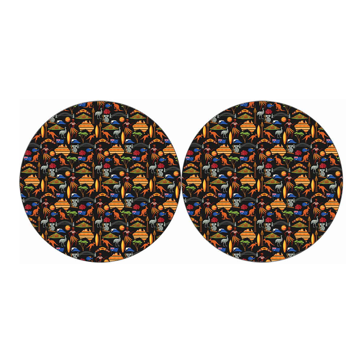 Australia Symbols Pattern Print Car Coasters