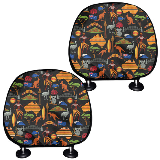 Australia Symbols Pattern Print Car Headrest Covers