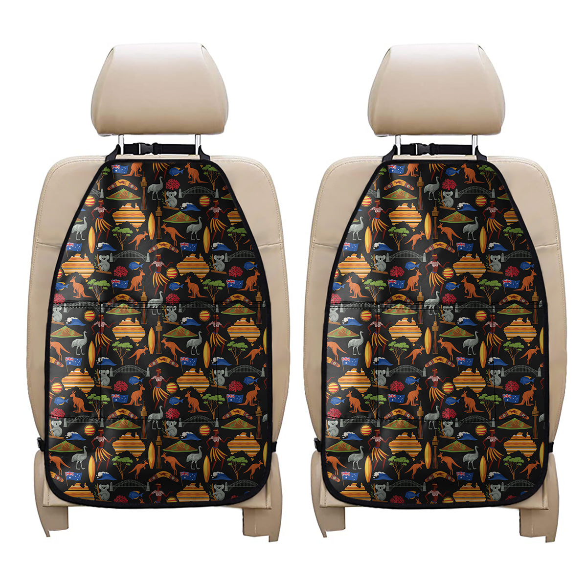 Australia Symbols Pattern Print Car Seat Organizers