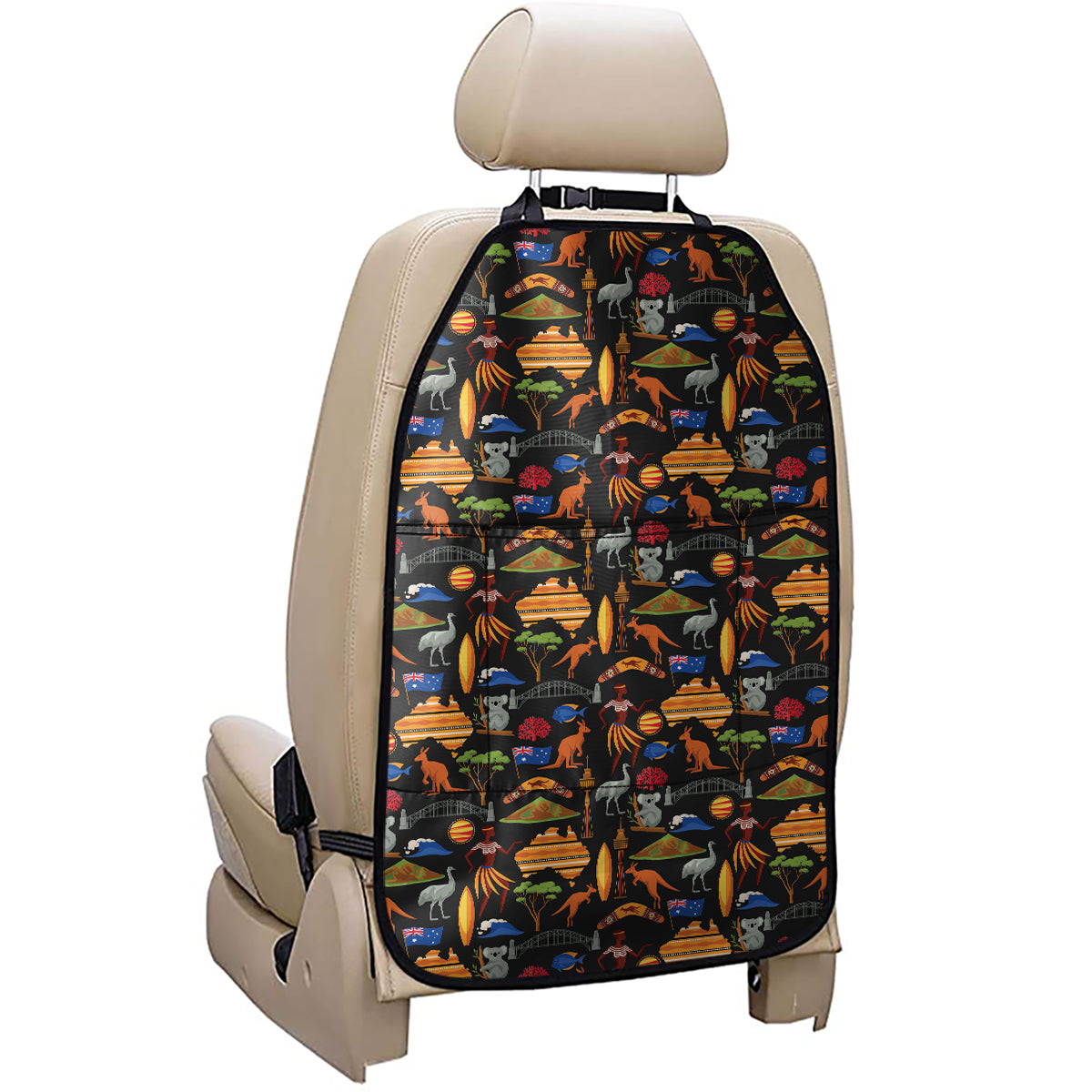 Australia Symbols Pattern Print Car Seat Organizers
