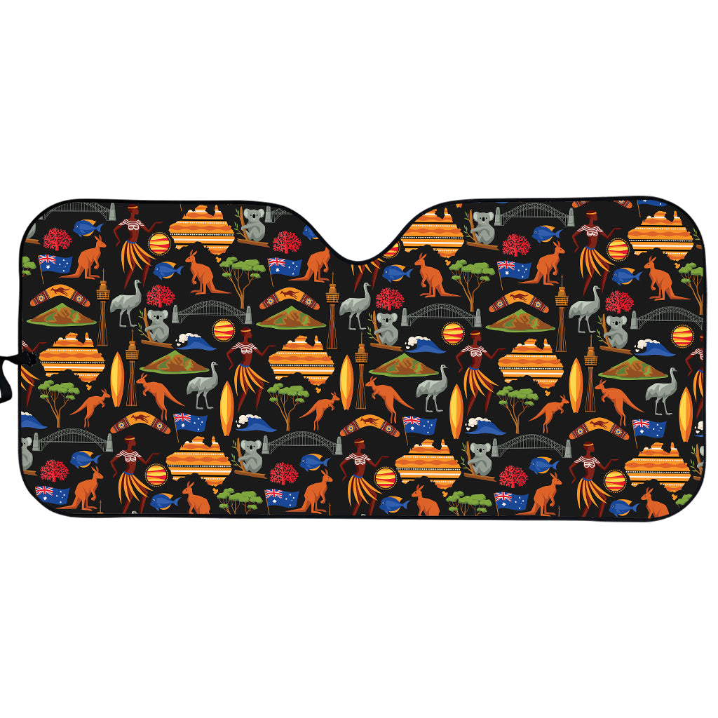 Australia Symbols Pattern Print Car Sun Shade