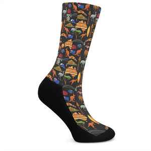 Australia Symbols Pattern Print Crew Socks