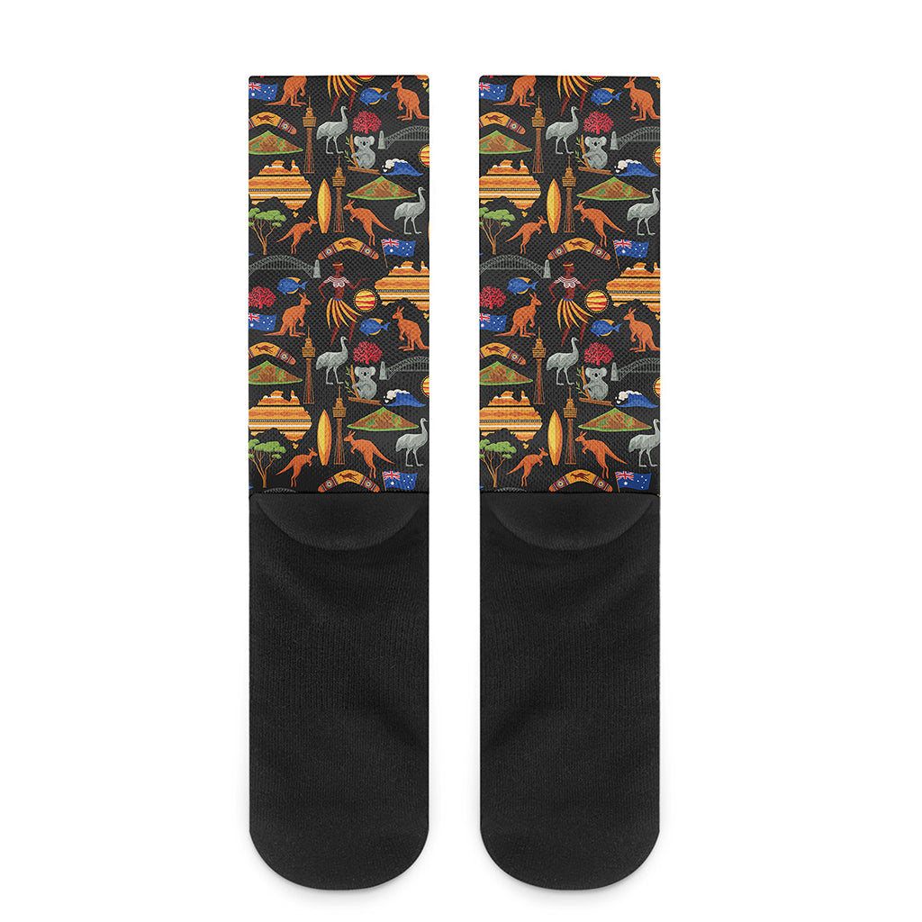 Australia Symbols Pattern Print Crew Socks