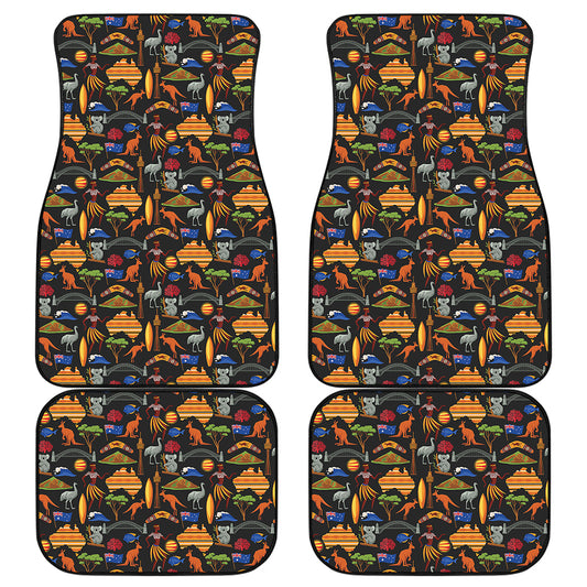 Australia Symbols Pattern Print Front and Back Car Floor Mats