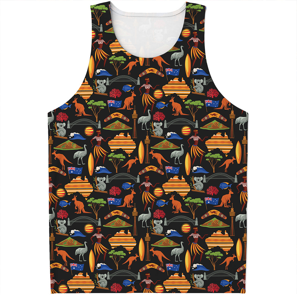 Australia Symbols Pattern Print Men's Tank Top