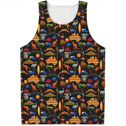 Australia Symbols Pattern Print Men's Tank Top