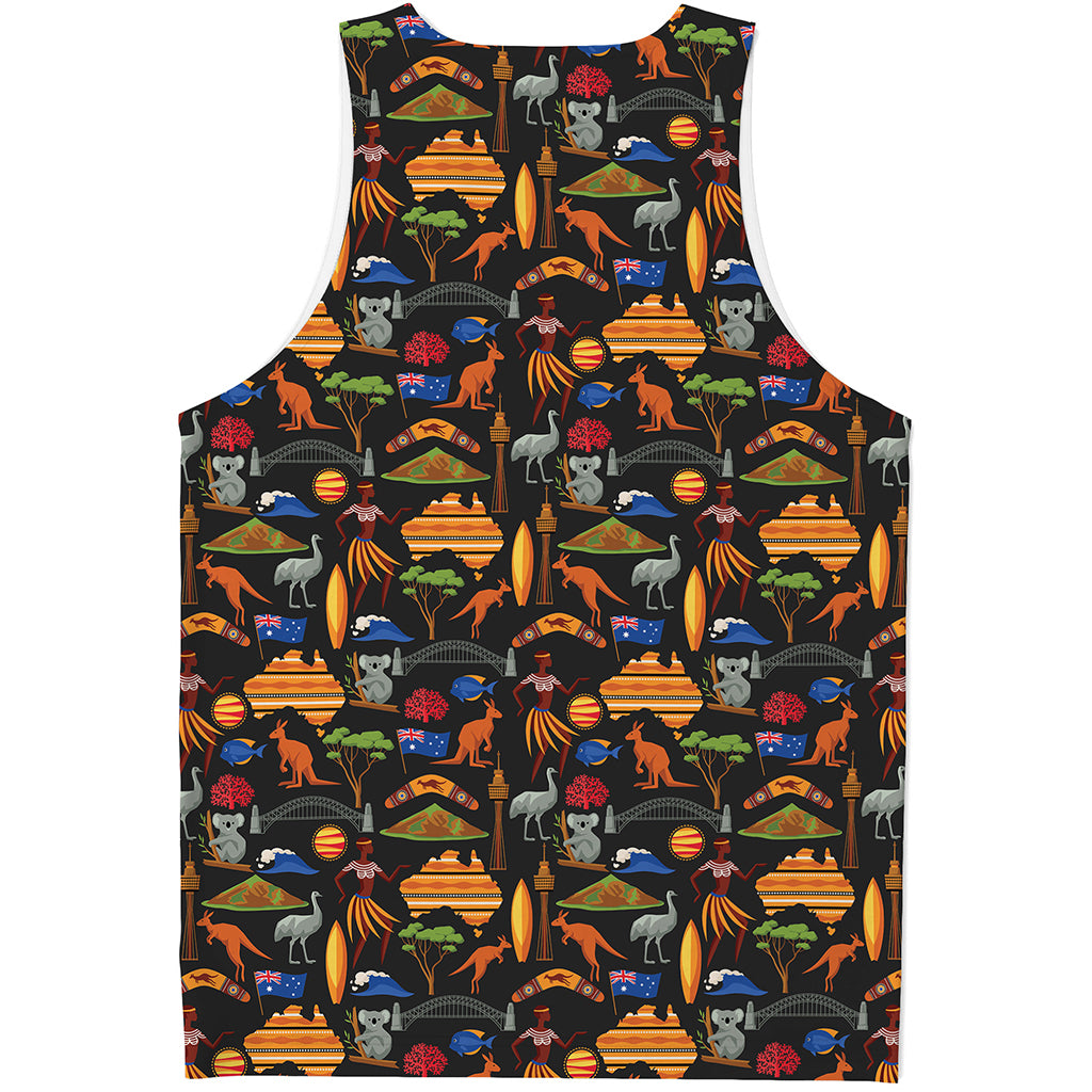 Australia Symbols Pattern Print Men's Tank Top