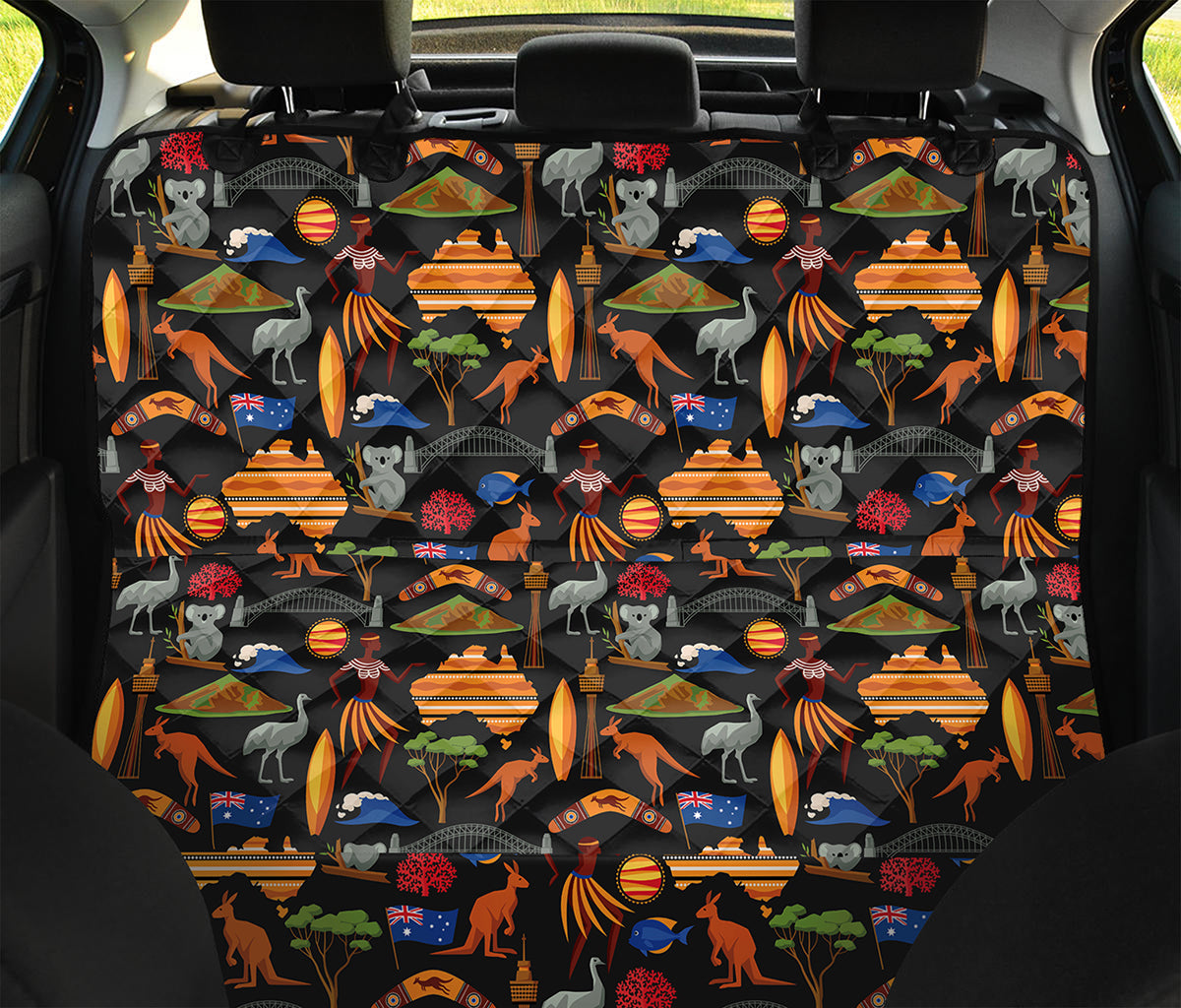 Australia Symbols Pattern Print Pet Car Back Seat Cover