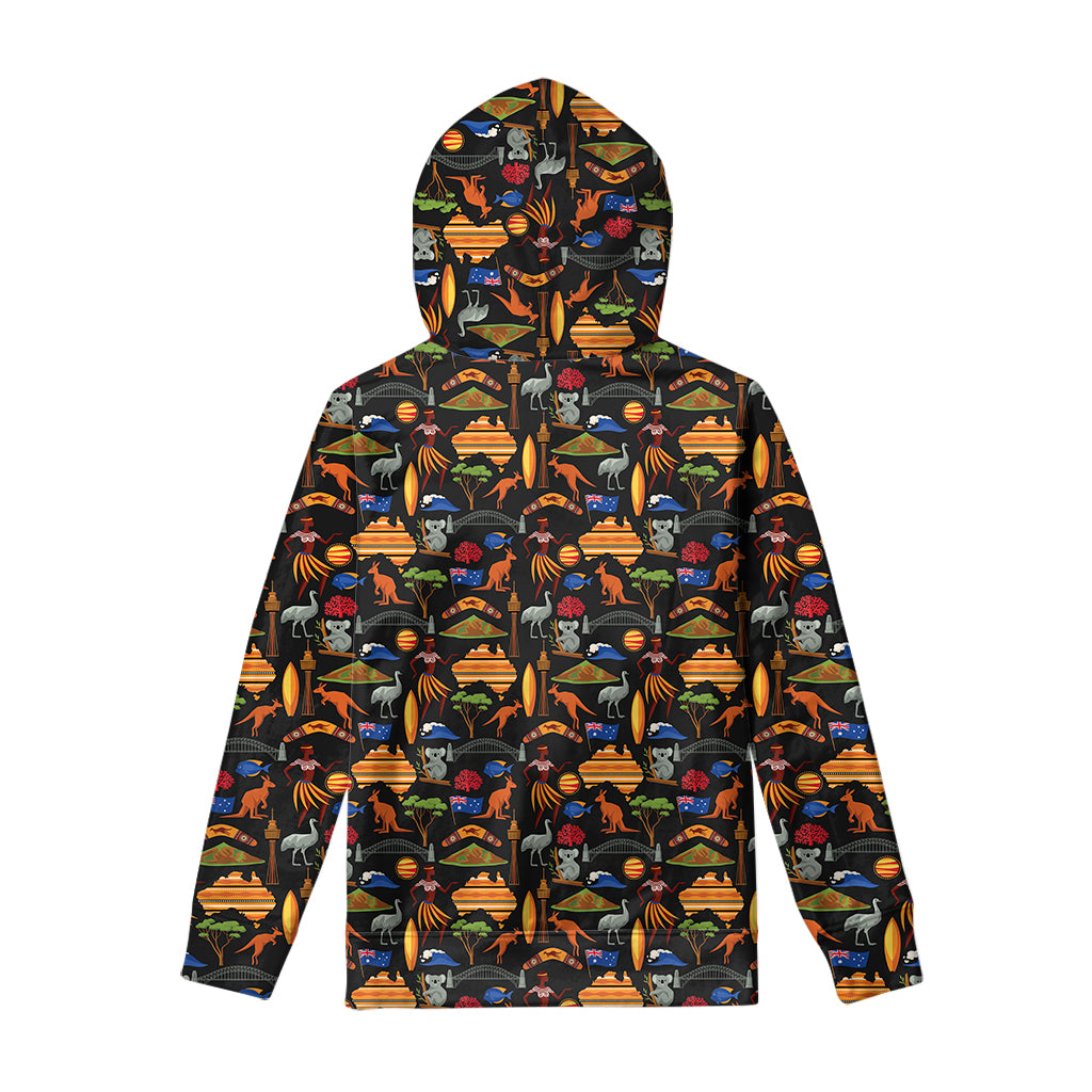 Australia Symbols Pattern Print Pullover Hoodie