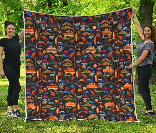 Australia Symbols Pattern Print Quilt