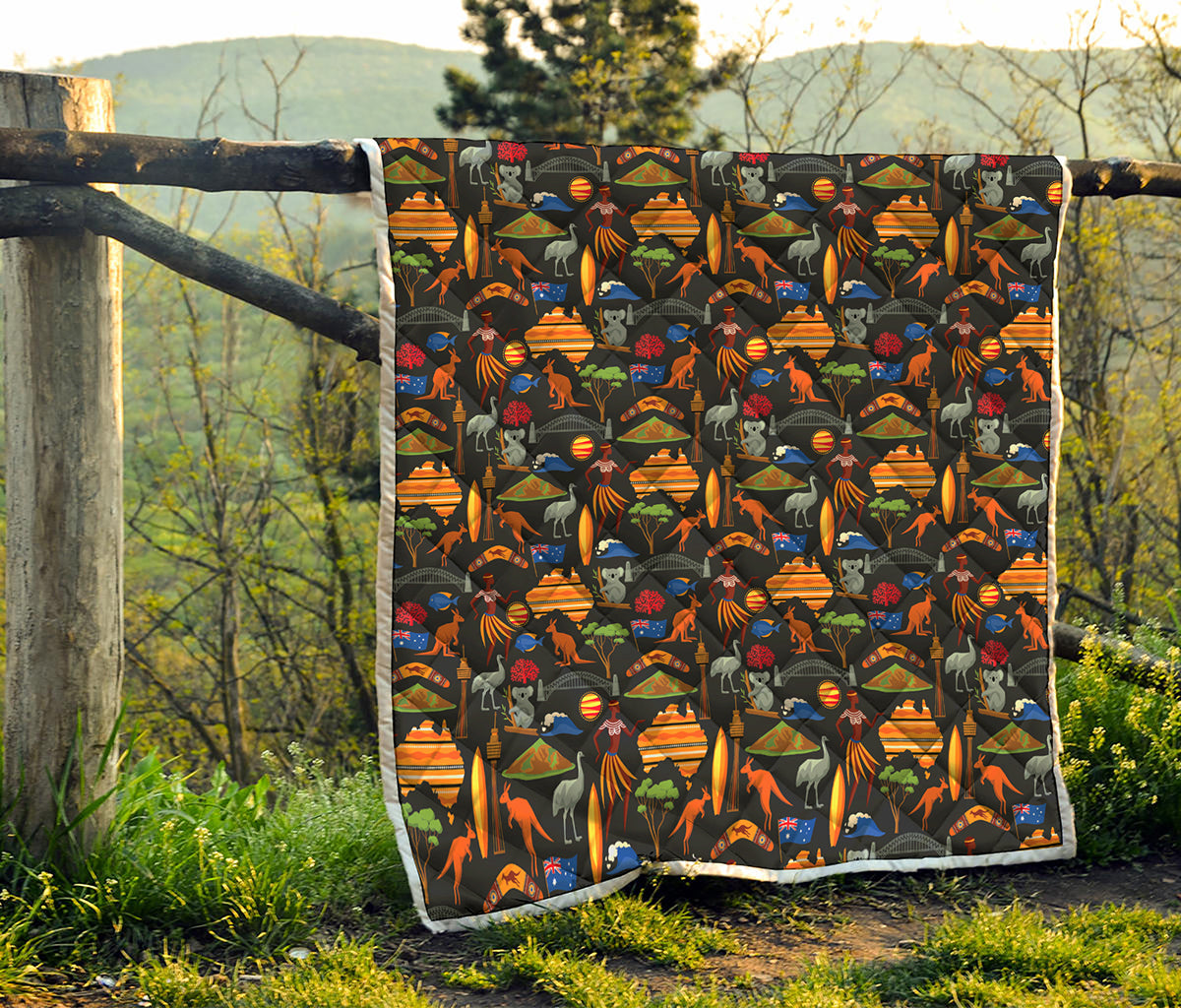 Australia Symbols Pattern Print Quilt