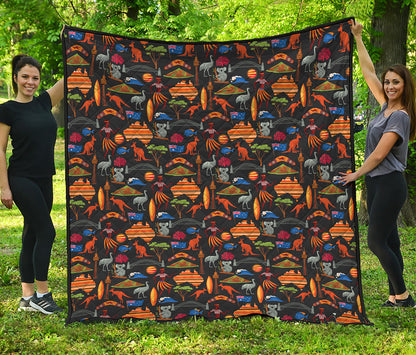 Australia Symbols Pattern Print Quilt