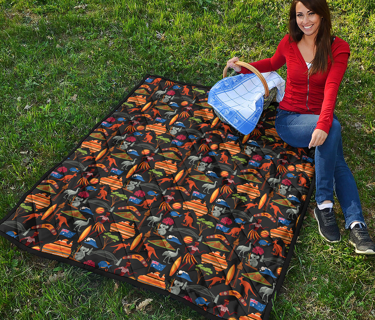 Australia Symbols Pattern Print Quilt