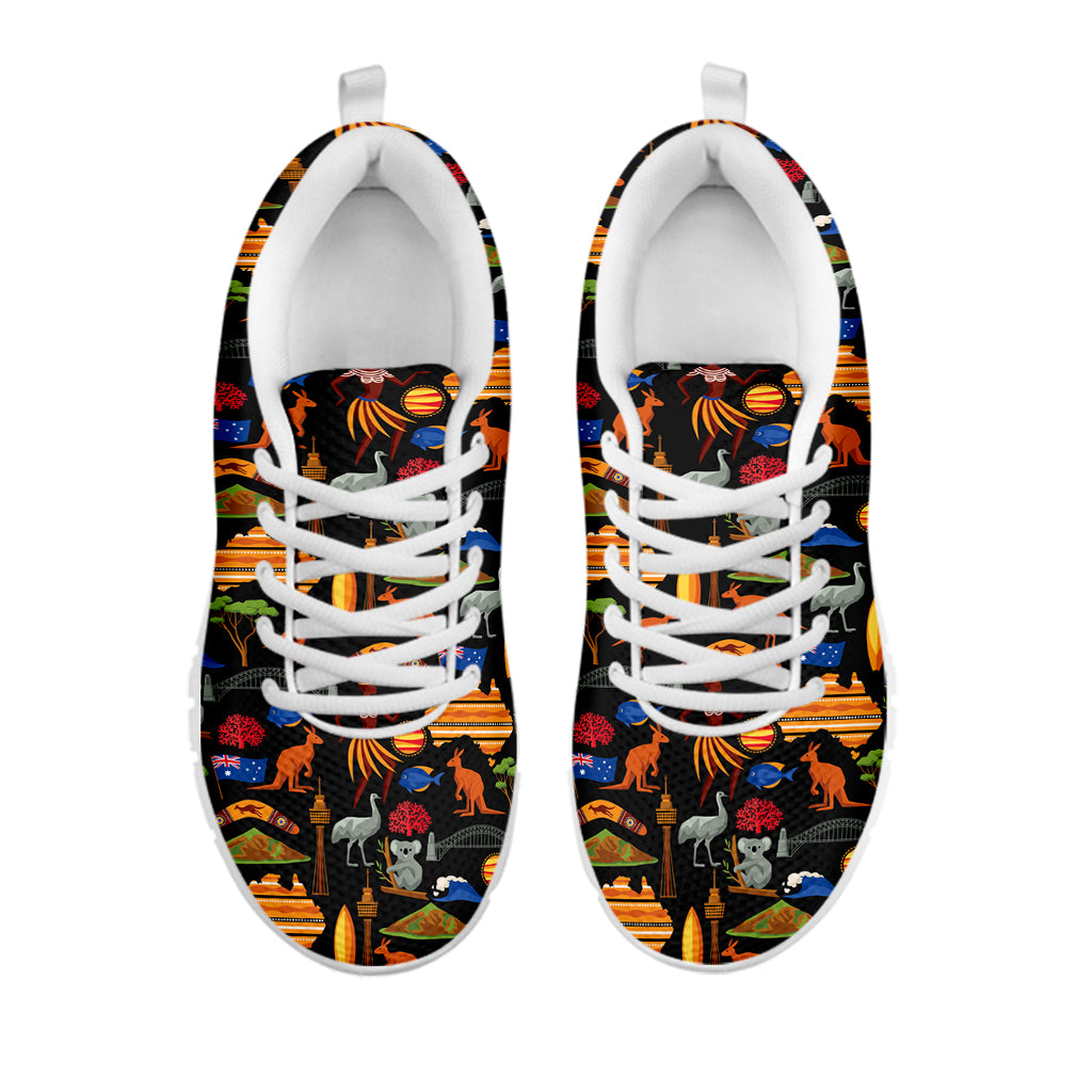 Australia Symbols Pattern Print White Sneakers