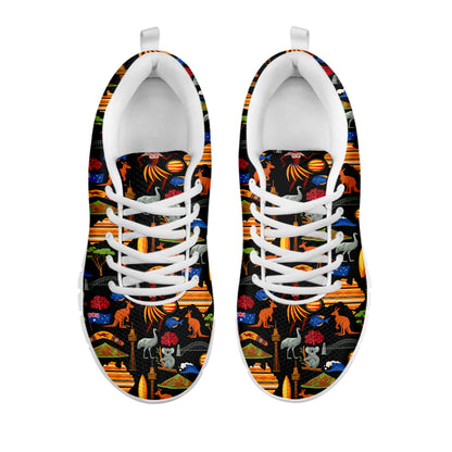 Australia Symbols Pattern Print White Sneakers