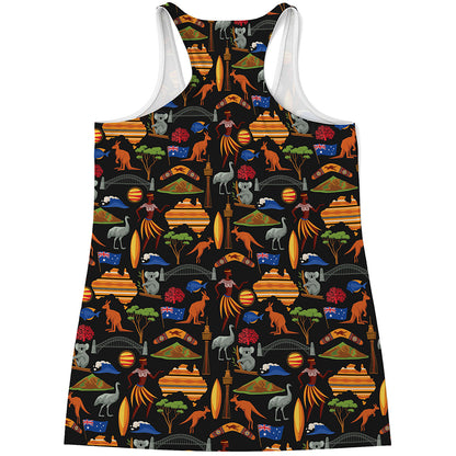 Australia Symbols Pattern Print Women's Racerback Tank Top