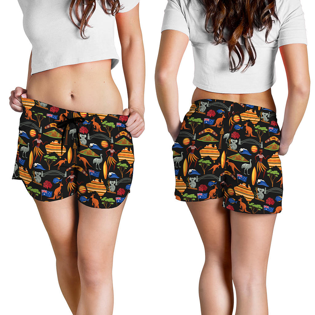 Australia Symbols Pattern Print Women's Shorts