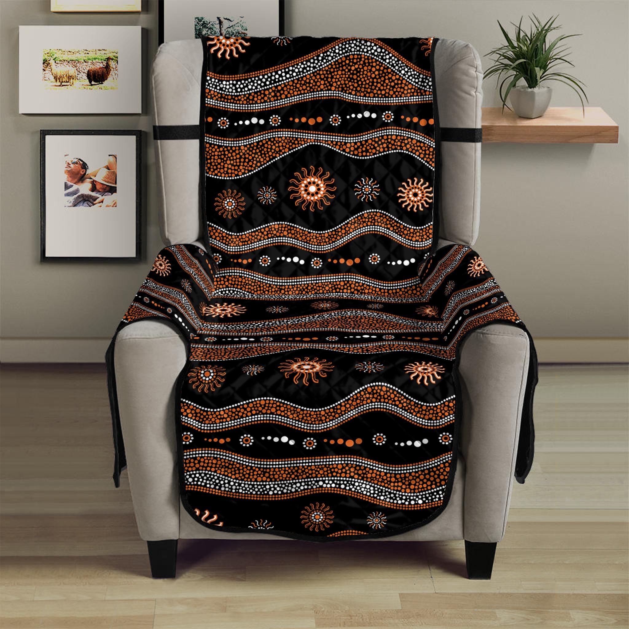 Australian Aboriginal Art Pattern Print Armchair Protector