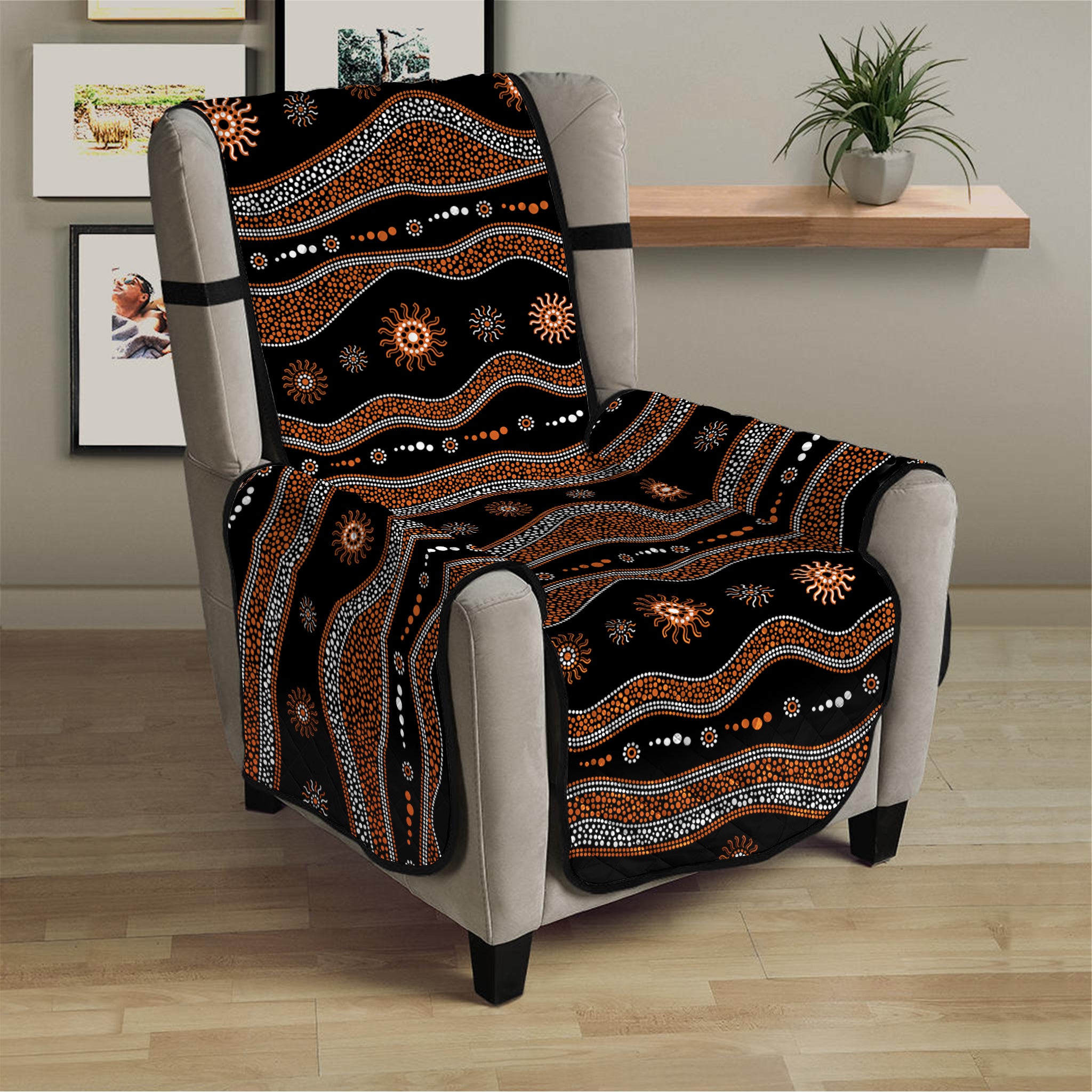 Australian Aboriginal Art Pattern Print Armchair Protector