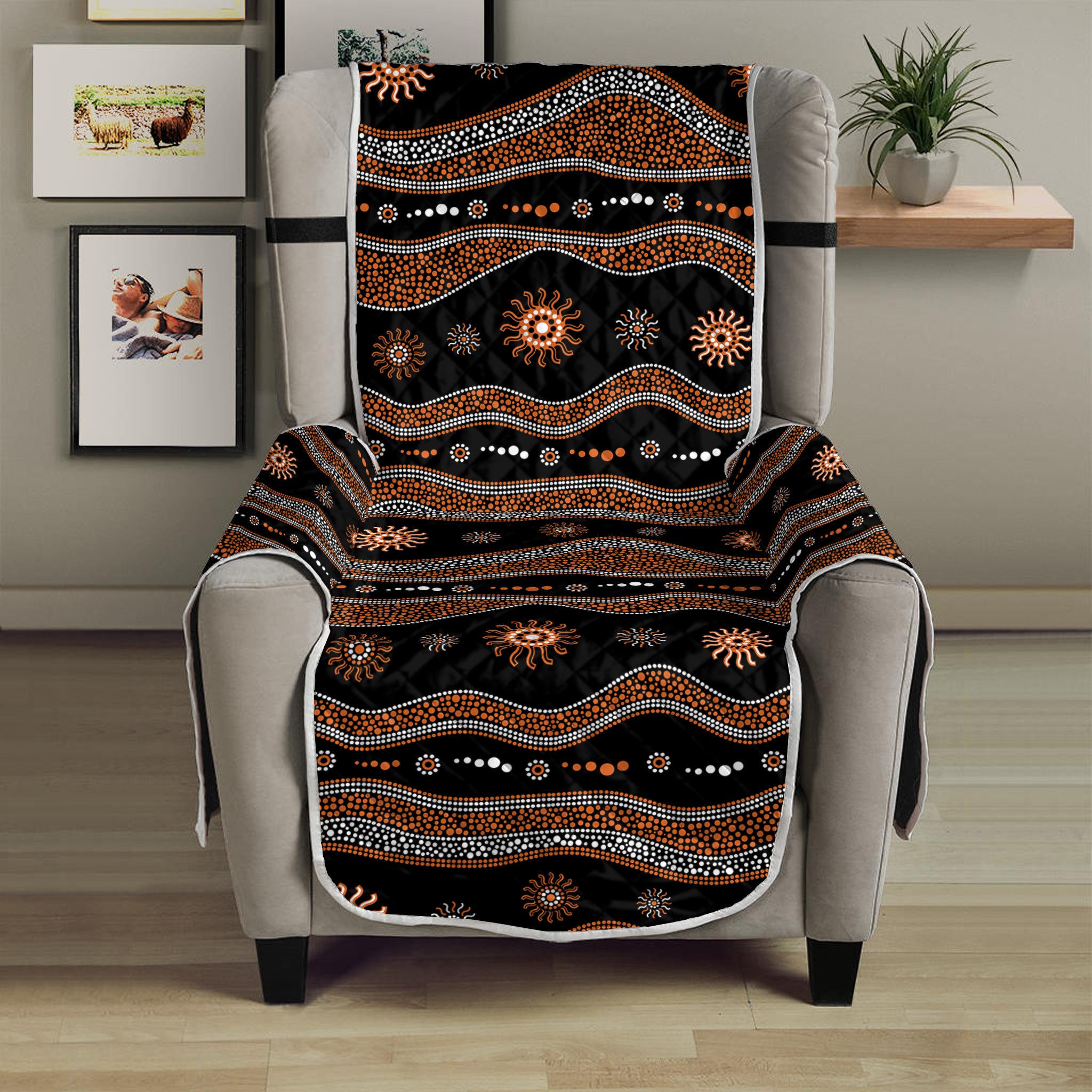 Australian Aboriginal Art Pattern Print Armchair Protector