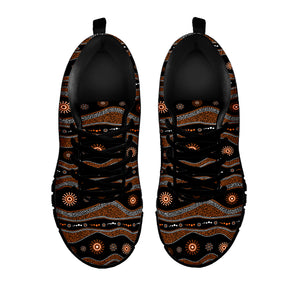 Australian Aboriginal Art Pattern Print Black Sneakers