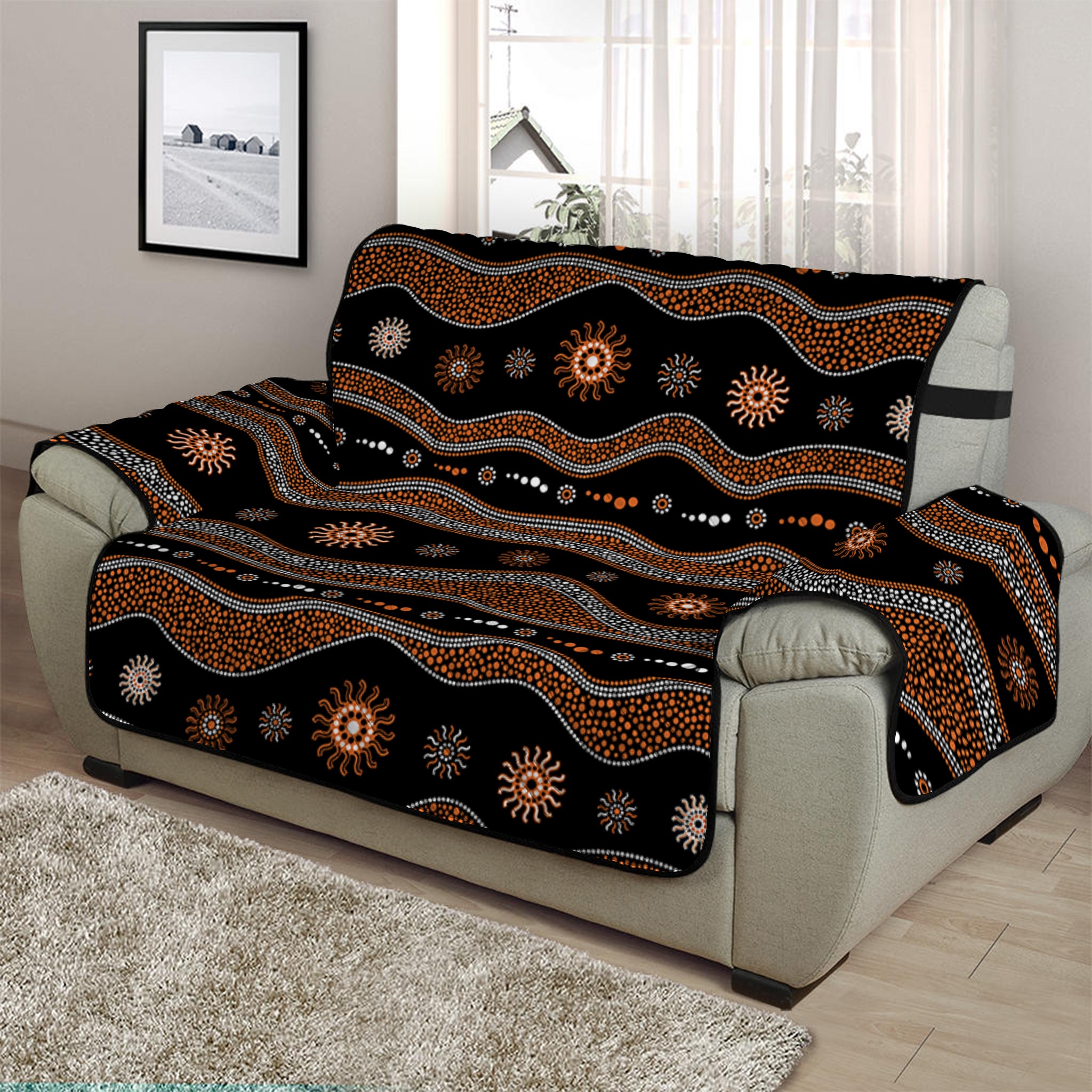 Australian Aboriginal Art Pattern Print Half Sofa Protector