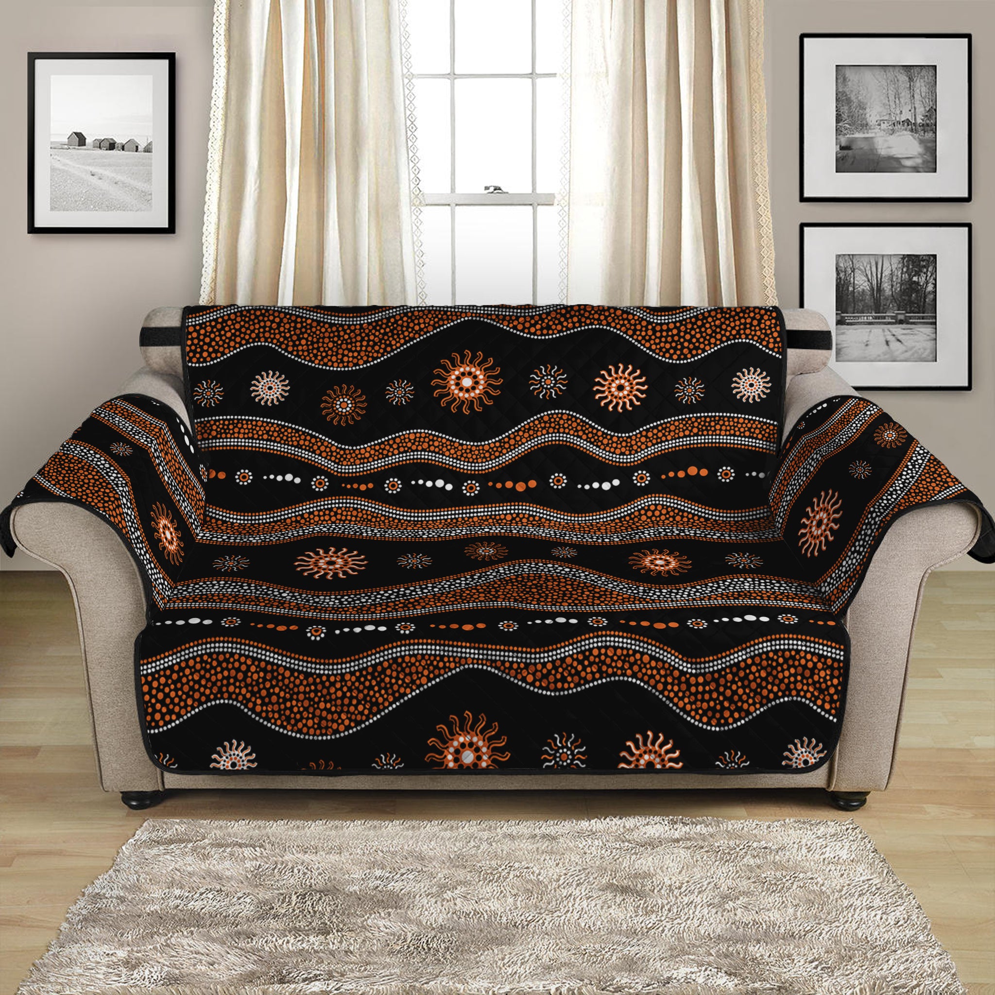 Australian Aboriginal Art Pattern Print Loveseat Protector