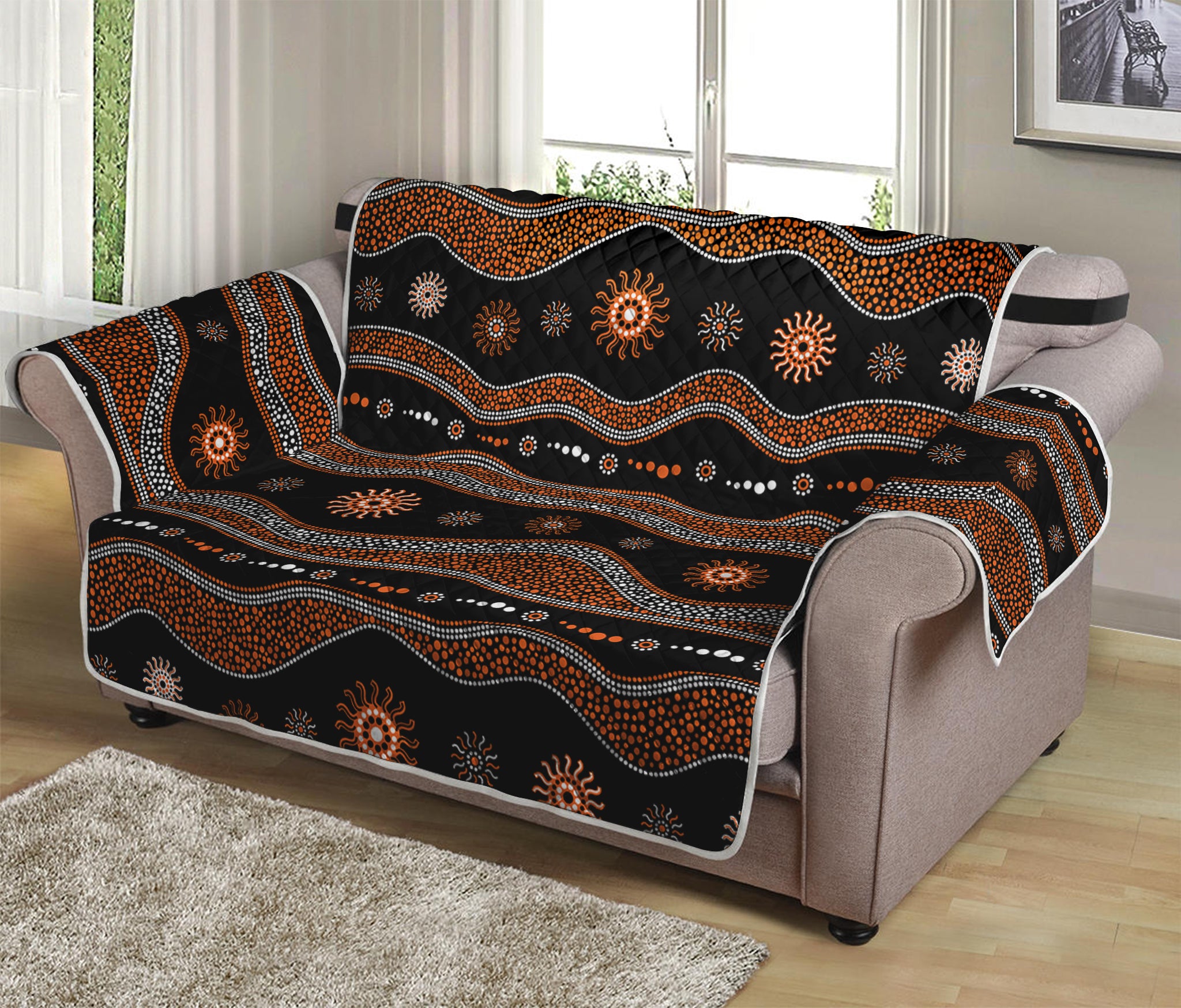 Australian Aboriginal Art Pattern Print Loveseat Protector