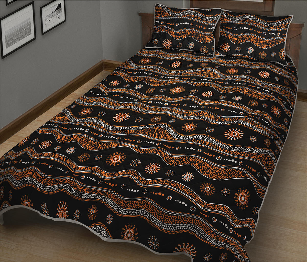 Australian Aboriginal Art Pattern Print Quilt Bed Set