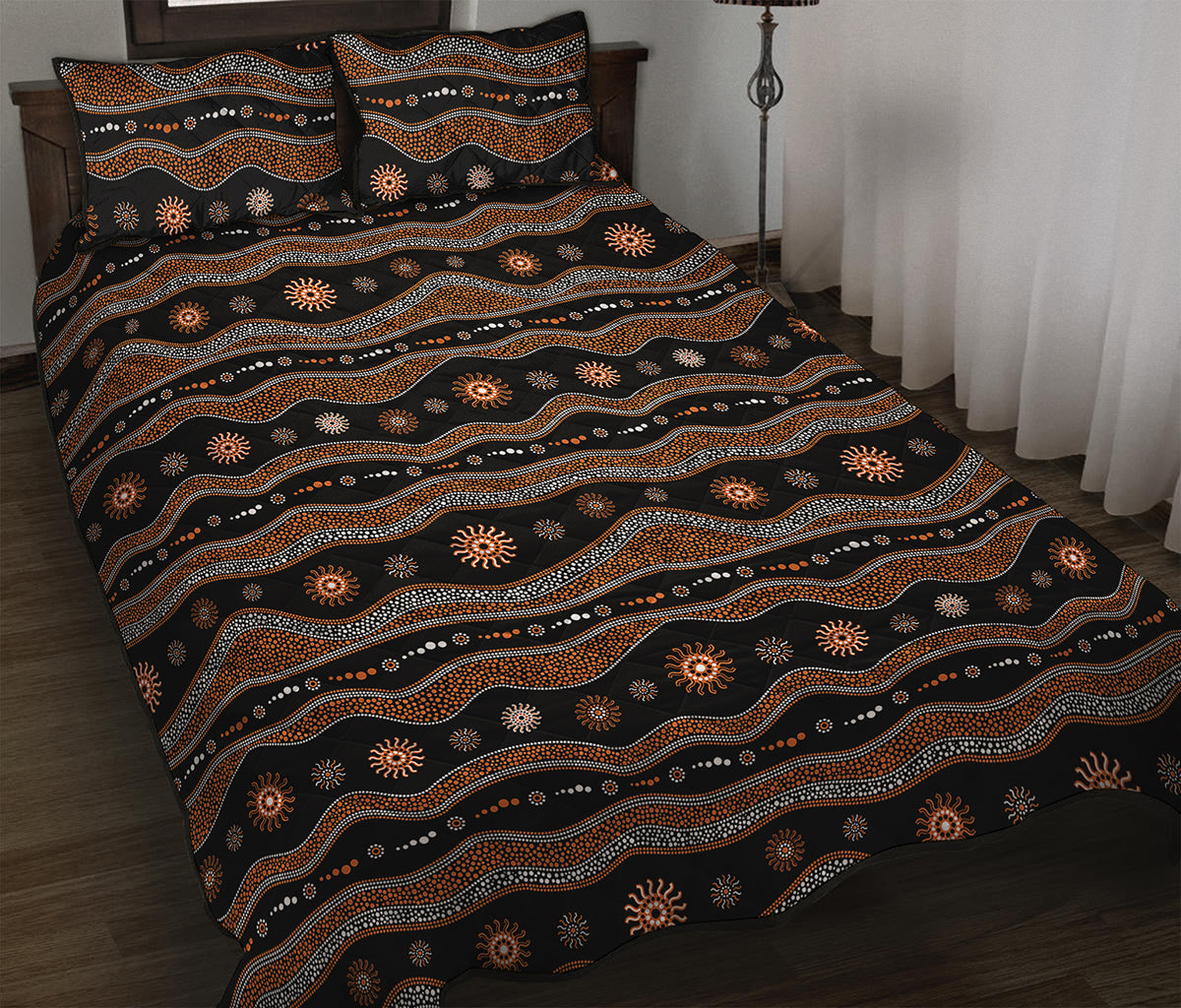 Australian Aboriginal Art Pattern Print Quilt Bed Set