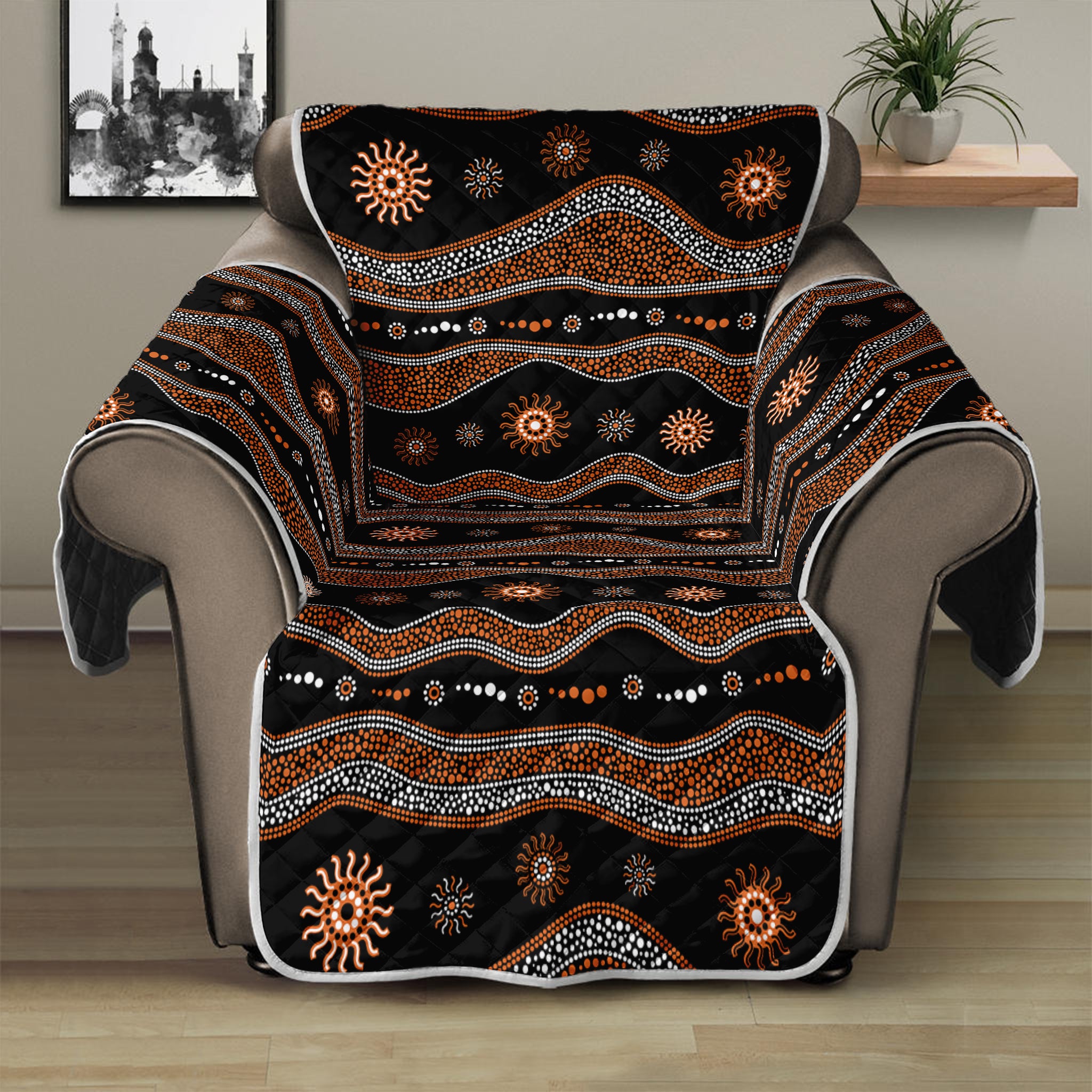 Australian Aboriginal Art Pattern Print Recliner Protector