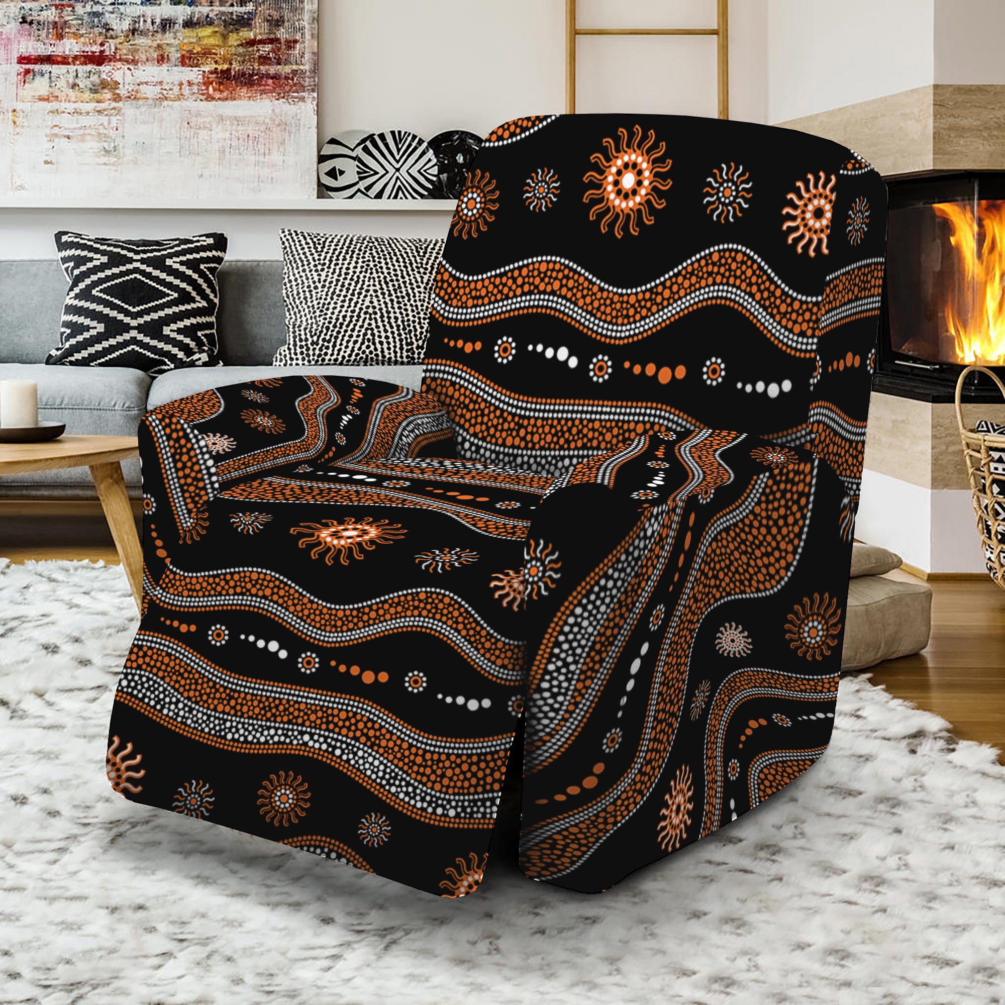 Australian Aboriginal Art Pattern Print Recliner Slipcover