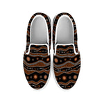 Australian Aboriginal Art Pattern Print White Slip On Shoes