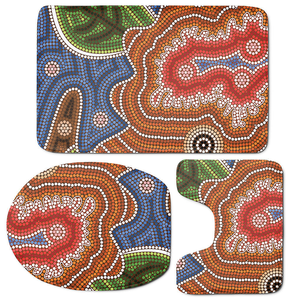 Australian Aboriginal Art Print 3 Piece Bath Mat Set