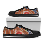 Australian Aboriginal Art Print Black Low Top Shoes