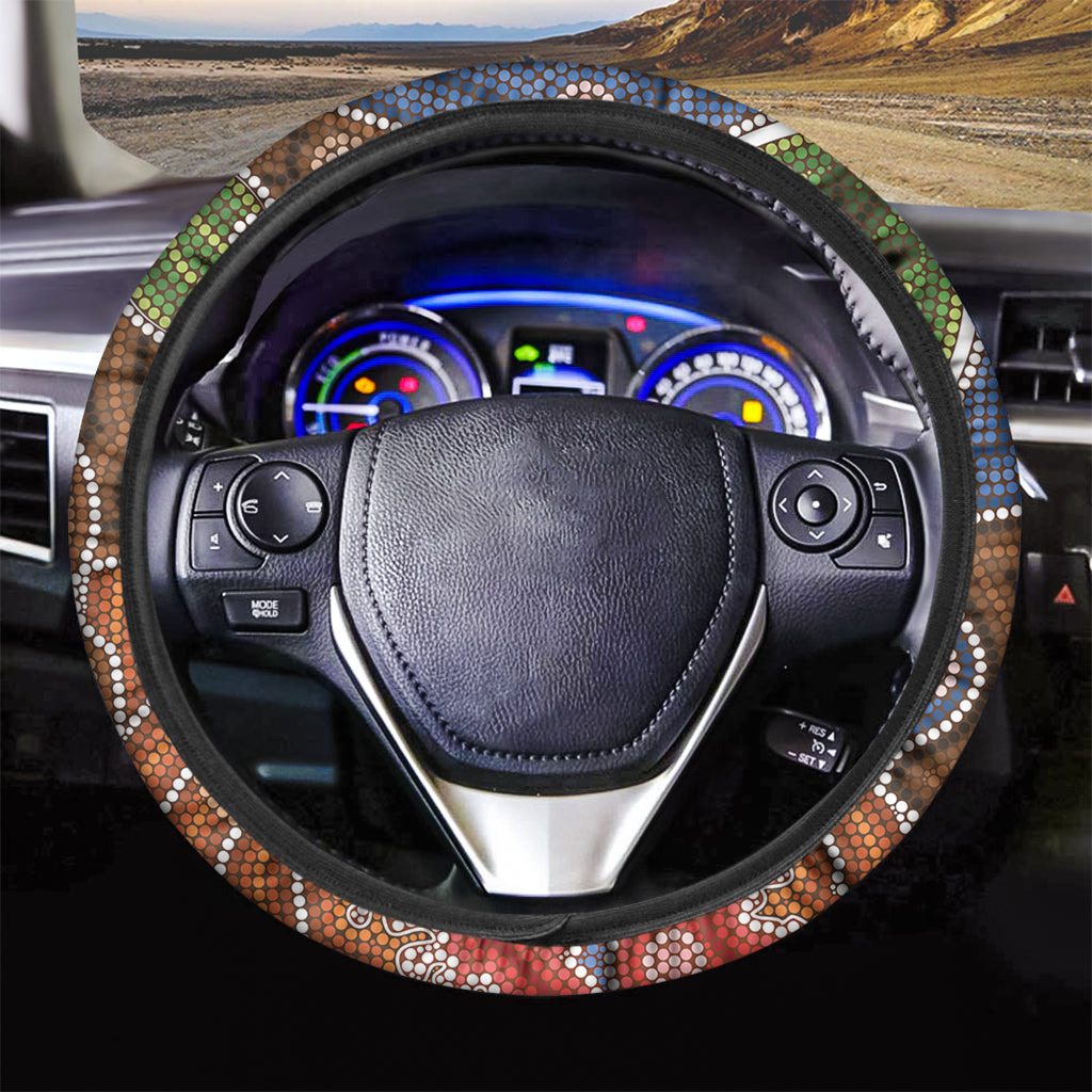 Australian Aboriginal Art Print Car Steering Wheel Cover