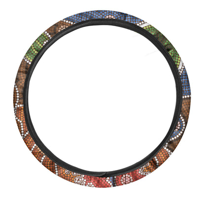 Australian Aboriginal Art Print Car Steering Wheel Cover